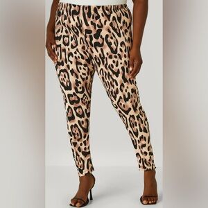 Ashley Stewart Leopard Print Leggings - Black and Tan